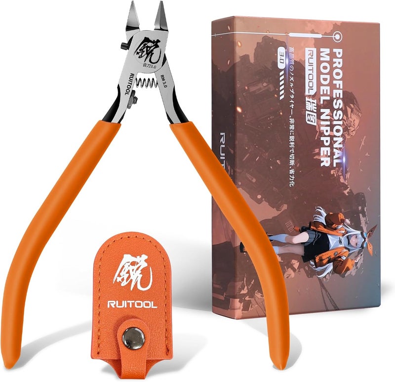 RUITOOL Model Nippers, Model Tools for Advancers to Repair and Fix Plastic Models, Ultra-thin Single Blade Model Nipper, Non-slip Grip 4.7 Inch Sprue Cutter for Plastic Model Building - Image 1